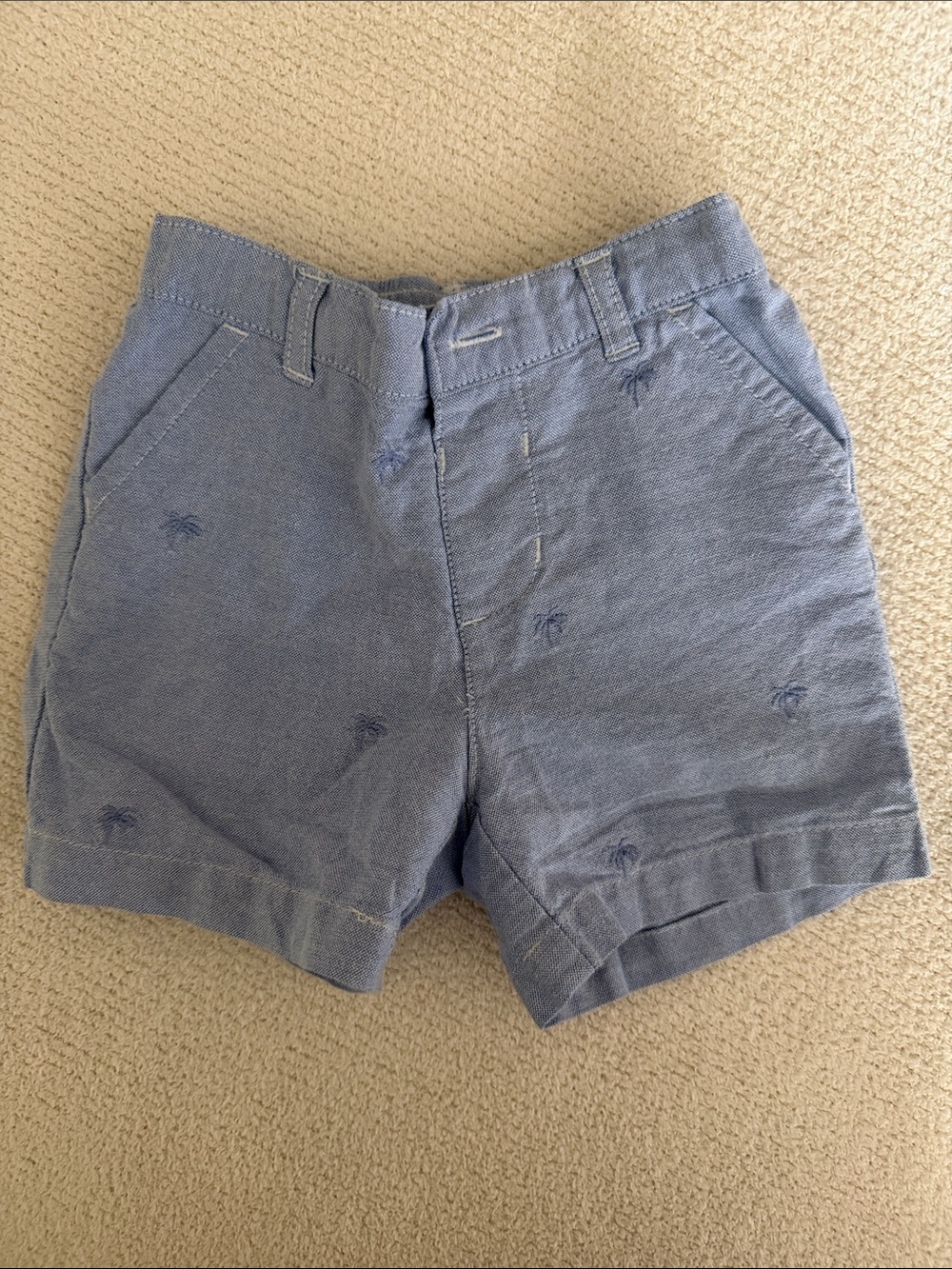 Janie and Jack baby Light Blue Embroidered Palm-Print Shorts 6-12M